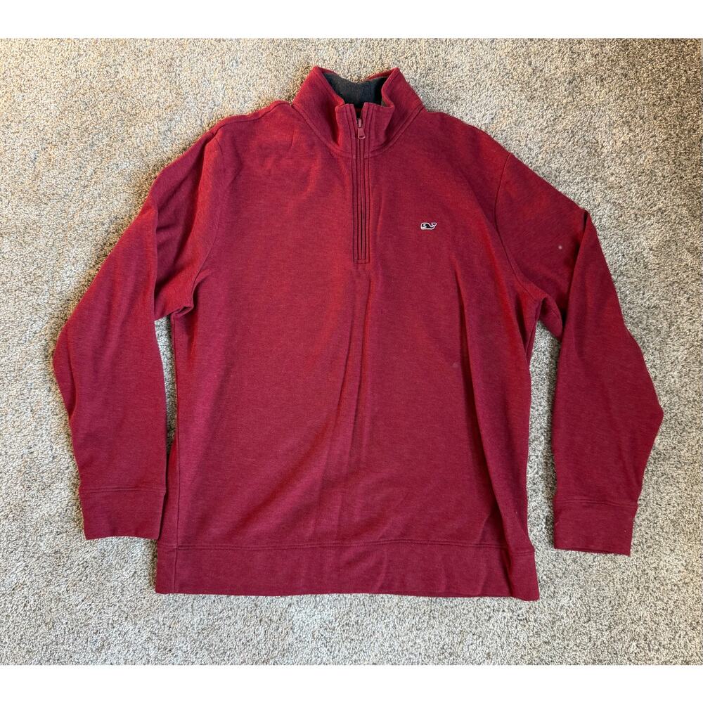 Vineyard‎ Vines Men's Saltwater 1/4-Zip Pullover in Red/Maroon
